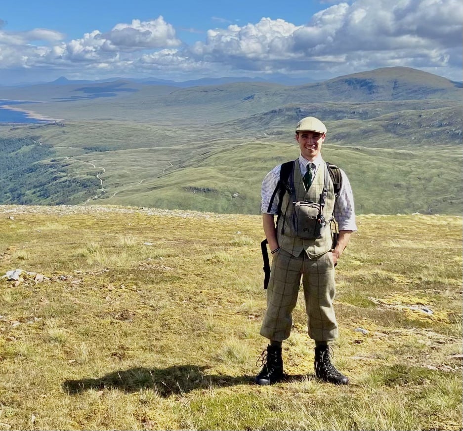Cole Stewart at Black Corries Estate, Glencoe, after being announced as Scotland's Young Gamekeeper of the Year.