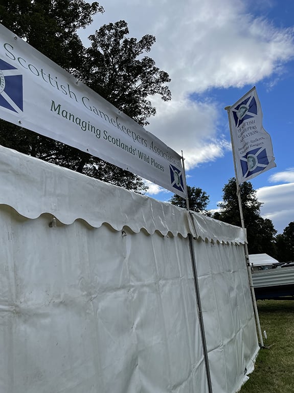 The SGA flag flies proudly at the GWCT Scottish Game Fair in 2021.