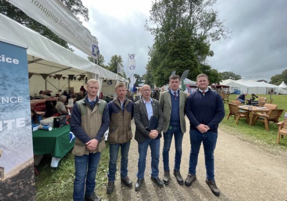 Jim Fairlie met members of the Scottish Gamekeepers Association Youth Committee at Scone Game Fair in 2025
