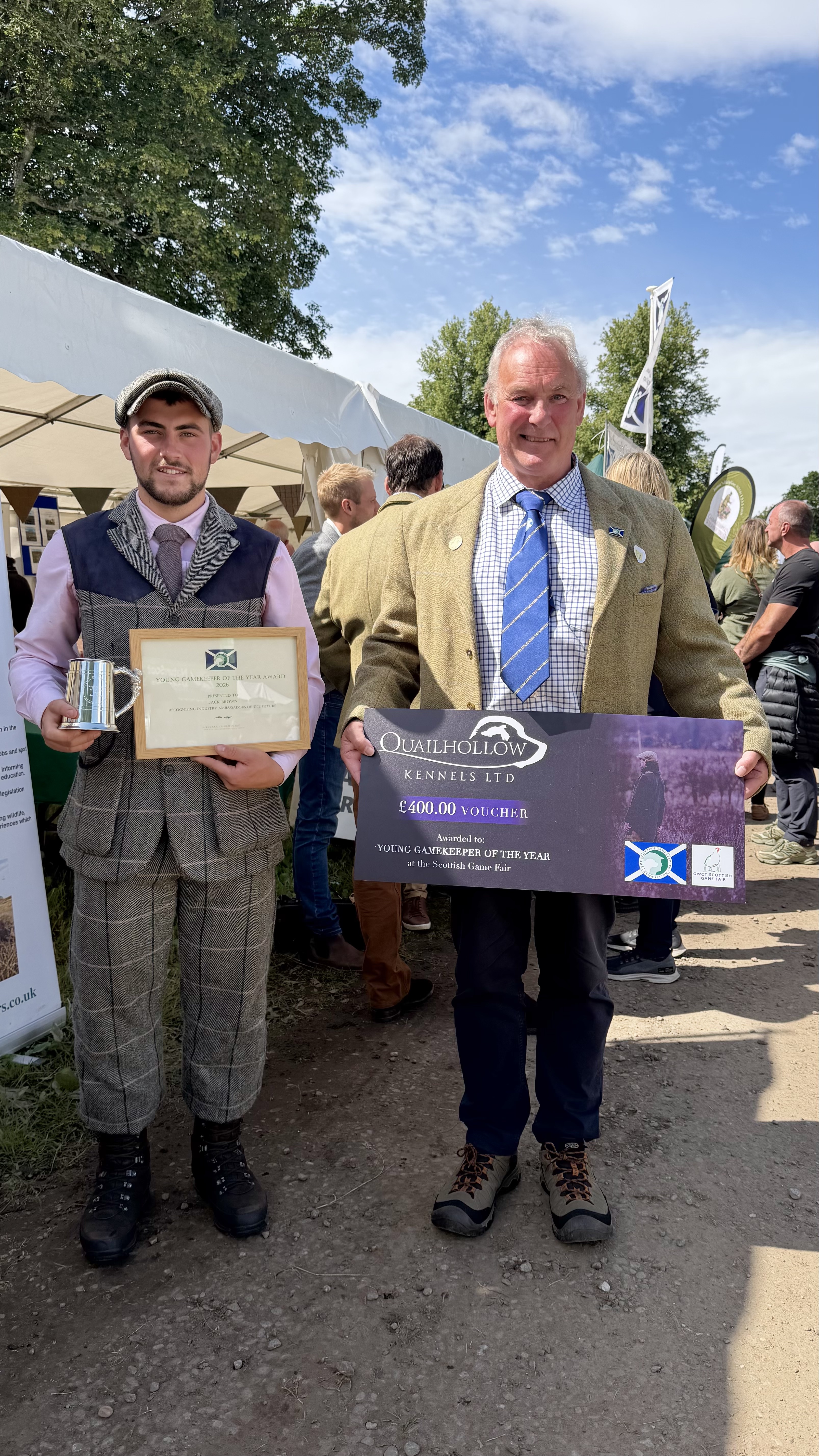 Jack Brown's Young Gamekeeper of the Year award was sponsored by Quailhollow Kennels Ltd
